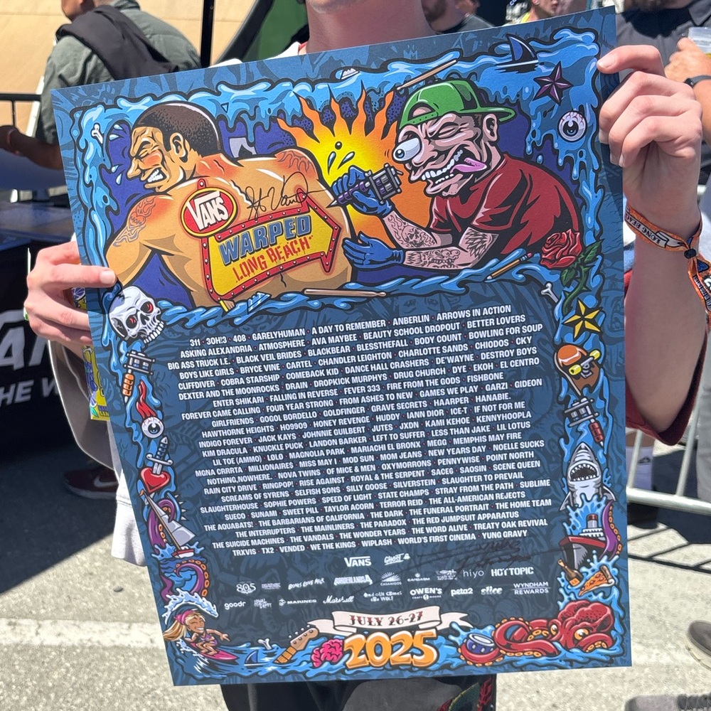 Vans Warped Tour Long Beach 30 Year Lineup Poster